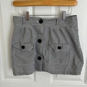 Blue and white striped mini skirt